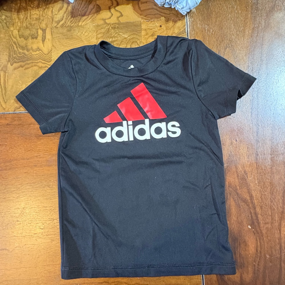 Adidas Kids Black T-Shirt with Red Logo